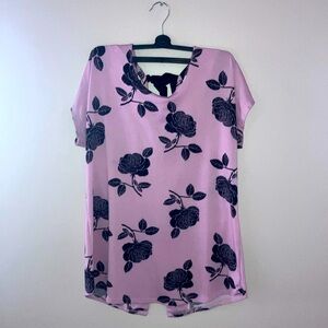 Lily Morgan Pink Dress Top w/ Black Roses
